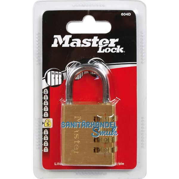 MASTER LOCK Vorhangschloss 604 EURD Zahlenschloss, 40 mm,Messing Finish SB