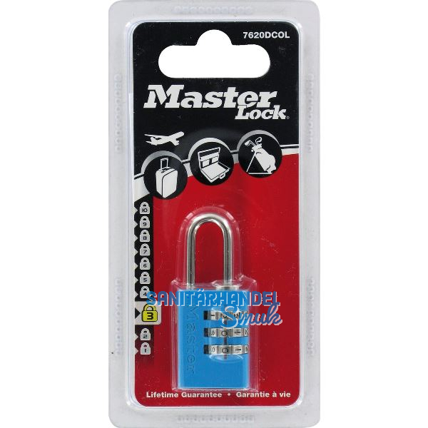 MASTER LOCK Vorhangschloss 7620 EURDCOLCC Zahlenschloss 20 mm, bunt, SB