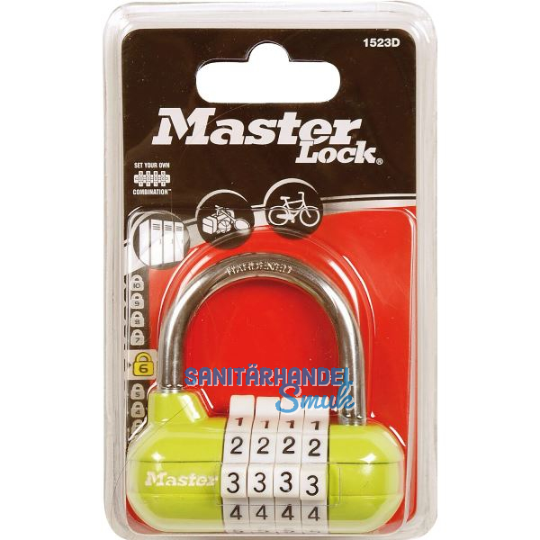 MASTER LOCK Vorhangschloss 1523 EURD Pro Sport Zahlenschloss, 64 mm, bunt, SB