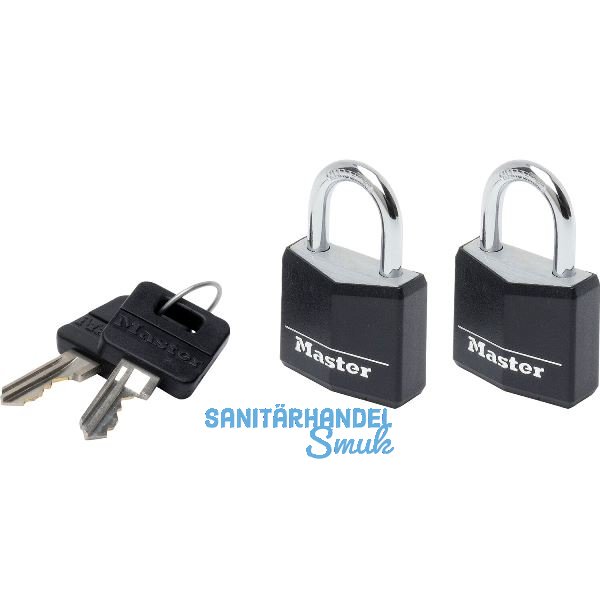 MASTER LOCK Vorhangschloss 9130 EURTBLK Vinyl schwarz, Br. 30 mm, gleichsp. SB-2