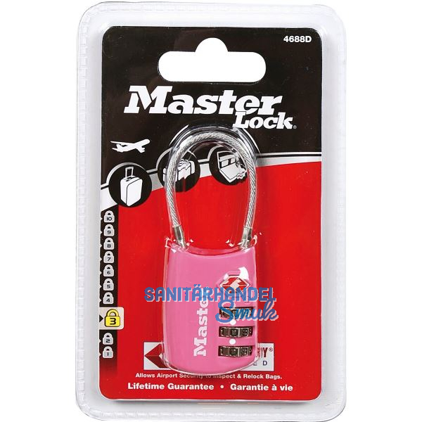 MASTER LOCK Kabelschloss 4688 EURD TSA mit Zahlenkombination, bunt, SB