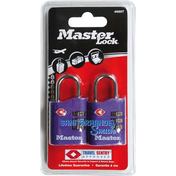 MASTER LOCK Vorhangschloss 4686 EURT TSA Zahlenschloss, 30 mm, bunt, SB