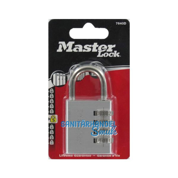 MASTER LOCK Vorhangschloss 7640 EURD Zahlenschloss, 40 mm, Aluminium Finish, SB