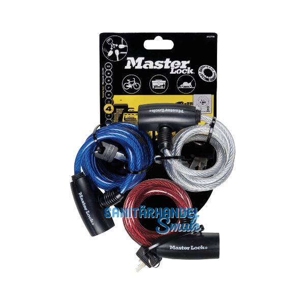 MASTER LOCK Spiral-Kabelschloss Set 8127 EURTRI mit Schl�ssel, gleichsperrend SB