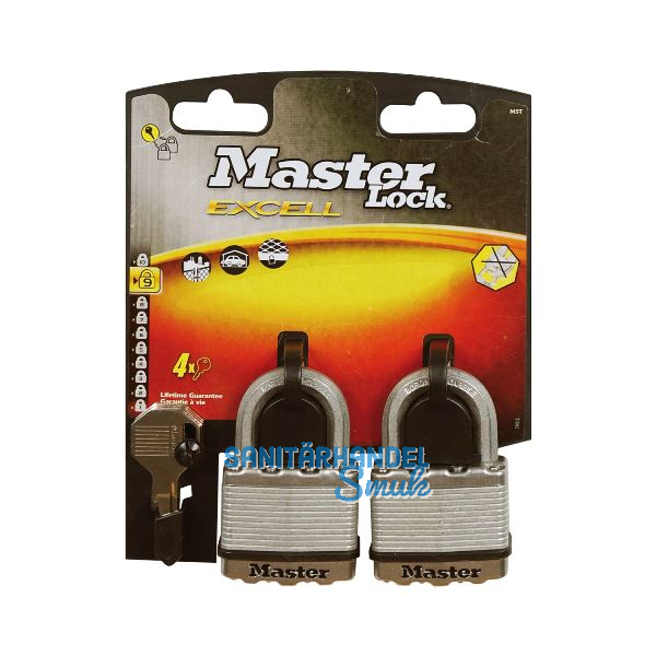 MASTER LOCK Vorhangschloss Excell M5EURT 52 mm, gleichsperrend SB-2