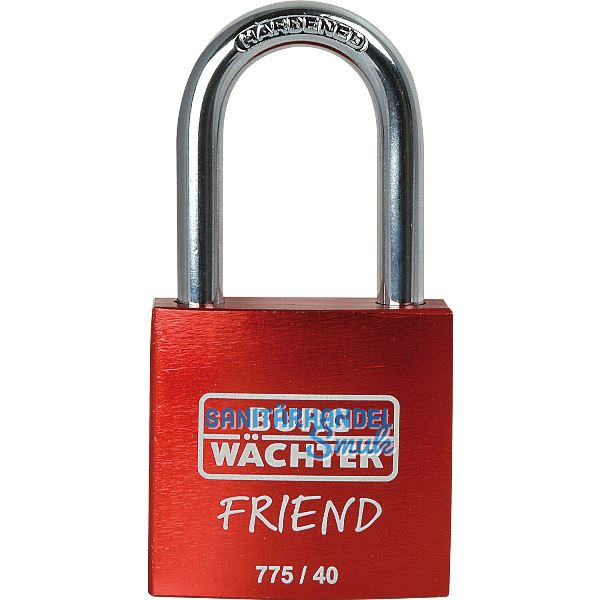 Vorhangschloss 775 40 35 Friend, Aluminium rot, gravierbar
