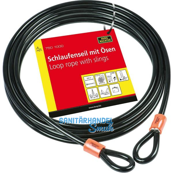 BURG-W�CHTER Sicherheitskabel/Spiralkabel mit �sen 750, L�nge 10 Meter