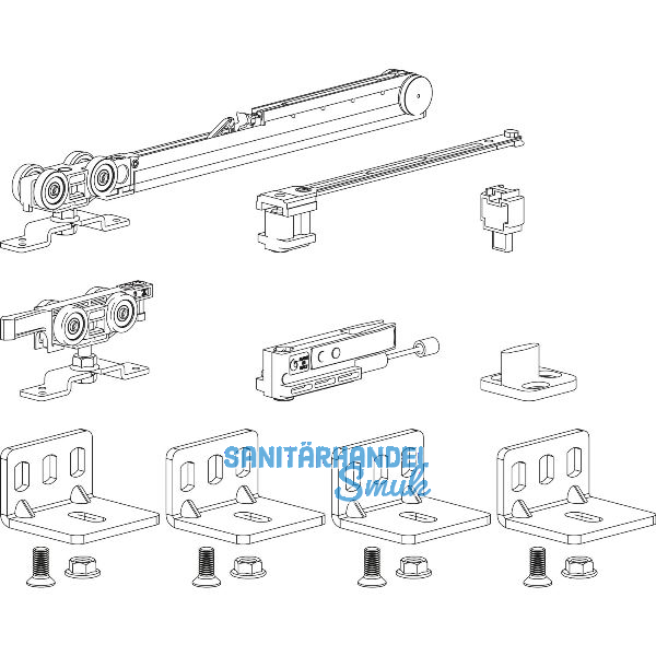 TERNO Beschlagset Classic Fluid 70/Basic Komfort Holz 50 kg ohne Laufschiene