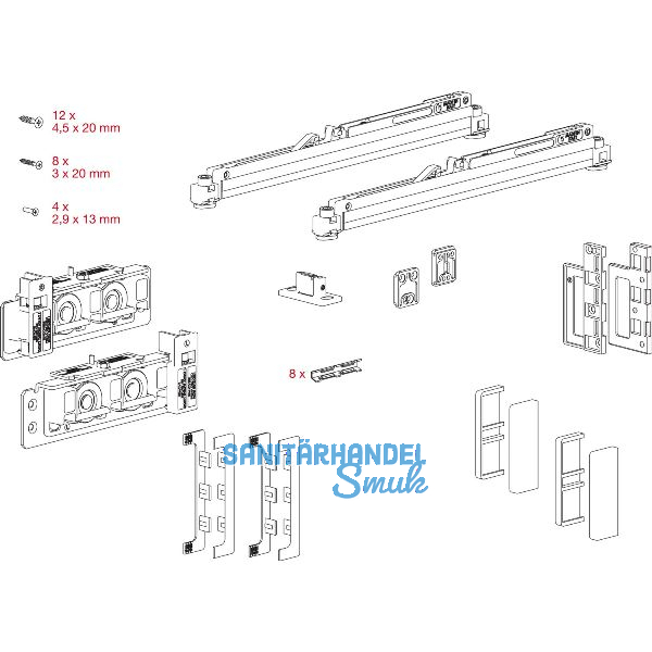 TERNO Diva Fluid Beschlagset Holz 1-flg. 80 kg