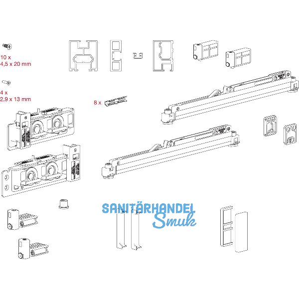 TERNO Diva Fluid Frame Beschlagset 80 kg inkl. Rahmen Gr. 1500x3000 mm schwarz