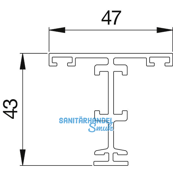 Glassto�profil XL AL-Frame T-D-XL Edelstahl-Effekt
