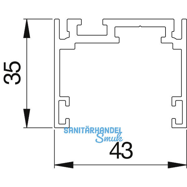 Deckelbasisrahmenprofil XL AL-Top-Frame-D-XL silber eloxiert