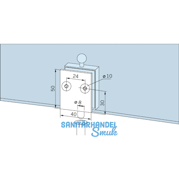 DORMA-Glas Feststellriegel 12.315 mit Bodenbuchse f�r 10 mm Glas,silber eloxiert