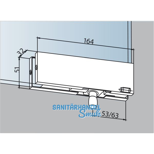 DORMA-Glas Oberlichtbeschlag PT 30 m. Zapfen � 15 mm, silber eloxiert (03.120)