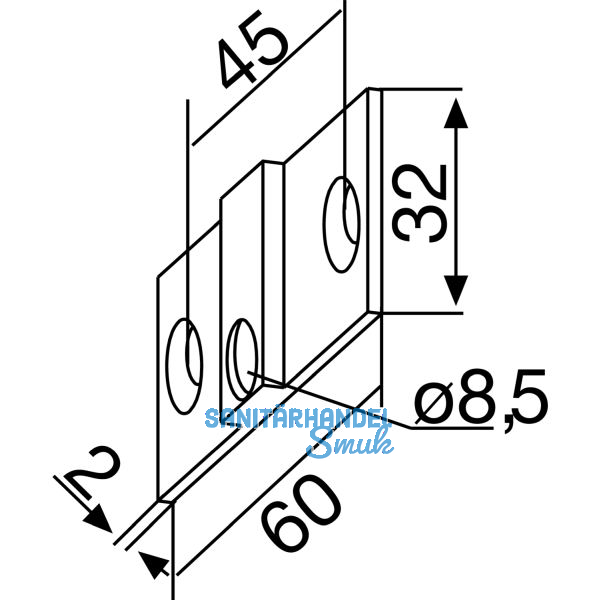 Befestigungslaschen zu DORMA-Glas PT30, Aluminium silber eloxiert