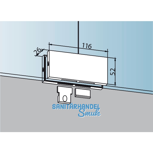 DORMA-Glas Oberlichtverbindung PT 70 m. 2 Anschlageins�tze, silber eloxiert