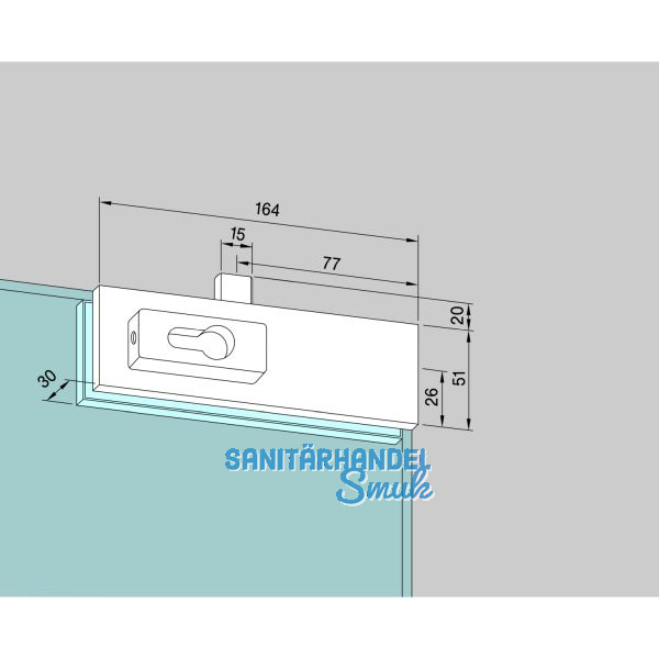 DORMA-Glas Eckschloss US 10, PZ-vorgerichtet, 10 mm, silber eloxiert (03.206)
