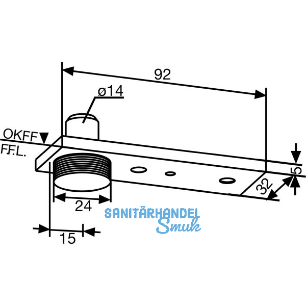 Bodenlager 01.106, silber eloxiert