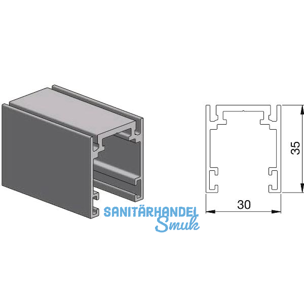 Decken-Basisrahmenprofil AL Top-Frame-D silber eloxiert