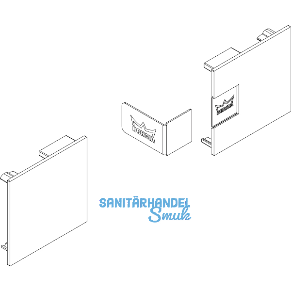 DORMA-Glas Muto 80 Abdeckkappen Wand-/Deckenmontage Aluminium silber eloxiert