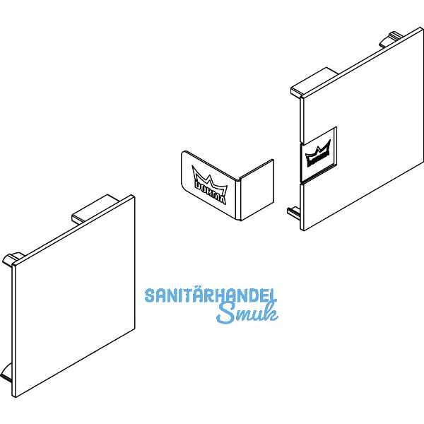 DORMA-Glas Muto 150 Abdeckkappen Wand-/Deckenmontage Edelstahl-Effekt