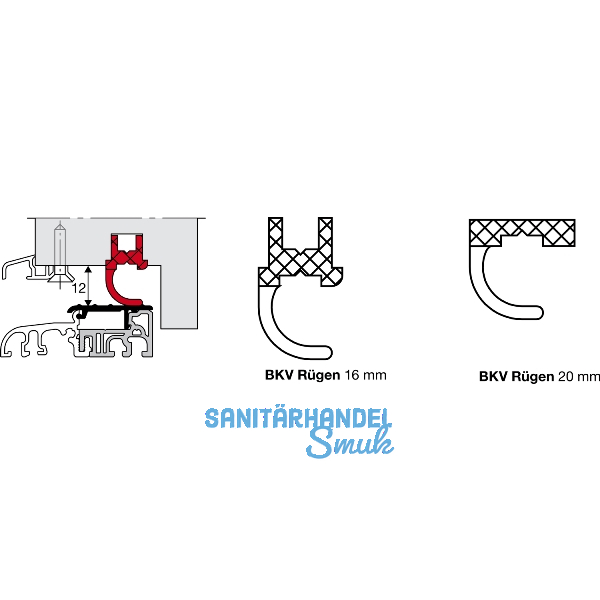 Auflaufdichtung R�gen, 16 mm, schwarz zu 4 Meter