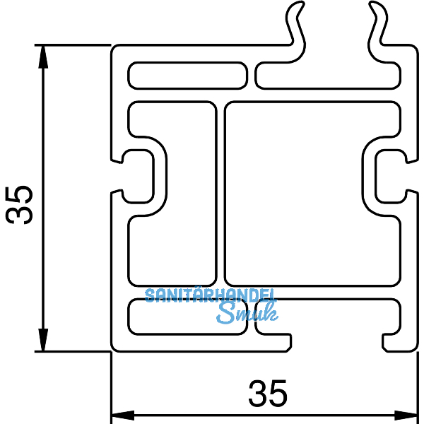 Unterbauprofil KS 35, 6000 mm, Kunststoff schwarz