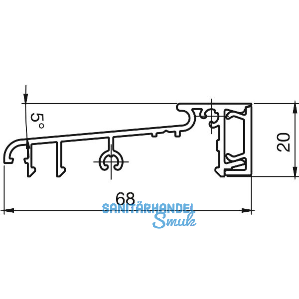T�rschwelle Altbau BRS 68, 6 m, silber eloxiert/Einlage Kunststoff schwarz