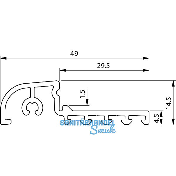 Wetterschenkel ADII EIFEL T/TB, 6000 mm, silber eloxiert