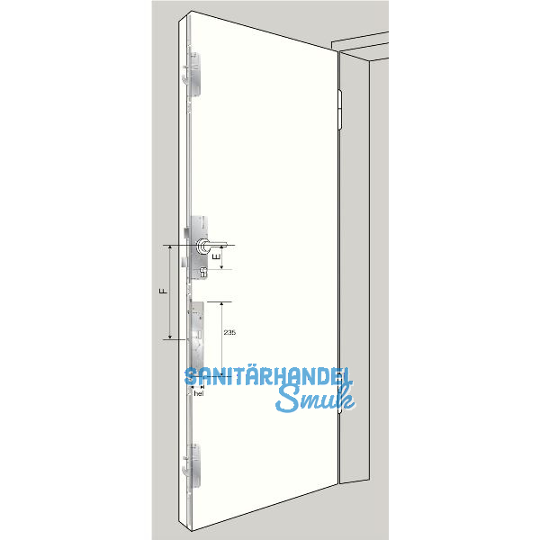 KFV MFV-Schloss AS 2600 Genius CA, DM 65, Stulp 2170 x 16 x 3 mm eckig,Edelstahl