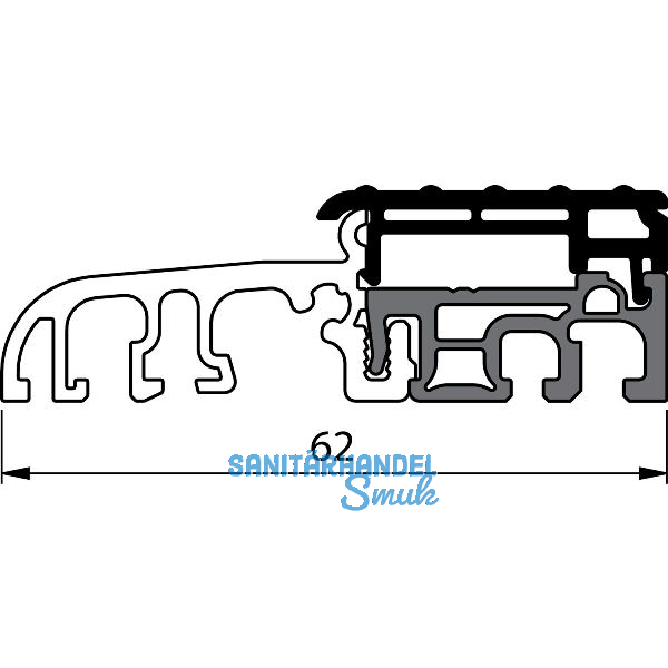 Balkont�rschwelle EIFEL TB-62, 6000 mm, silber eloxiert/schwarz