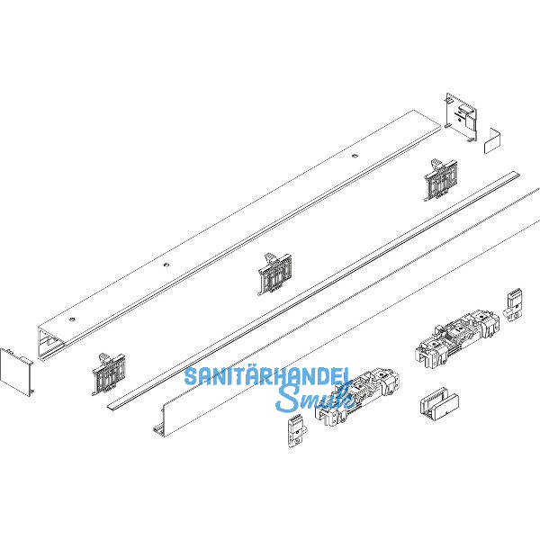 DORMA-GLAS Muto 80 Beschlagset Glas Deckenmontage L=2180 mm Edelstahl-Effekt