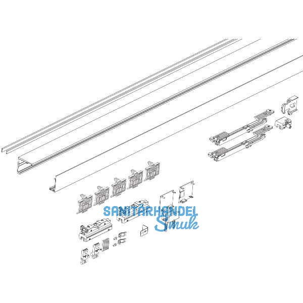 DORMA-GLAS Muto 60 2.0 Beschlagset Glas Wandmontage L=2400 mm Edelstahl-Effekt
