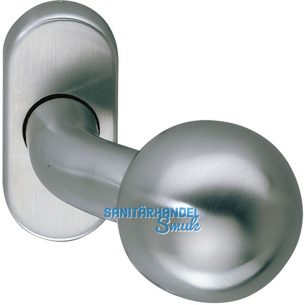 T�rknopf fest auf Rosette oval, Edelstahl matt