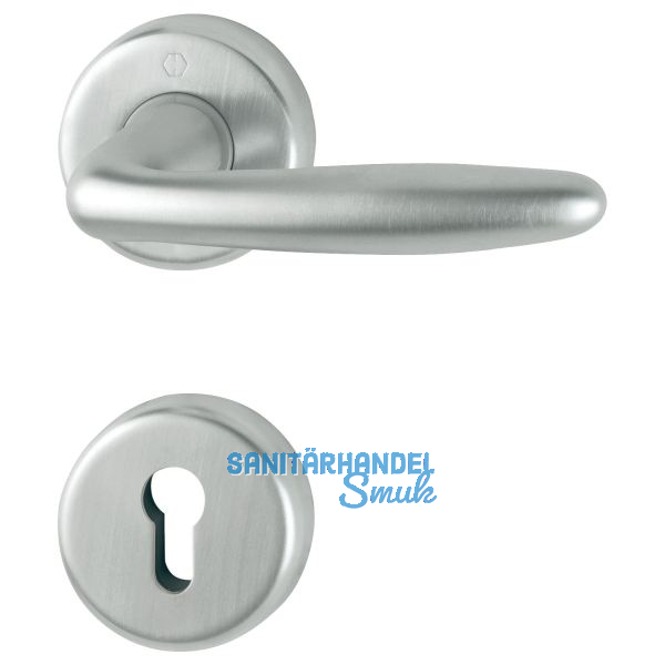 HOPPE Dr�ckergarnitur ROISSY - auf Rosette PZ, Messing satiniert/verchromt matt