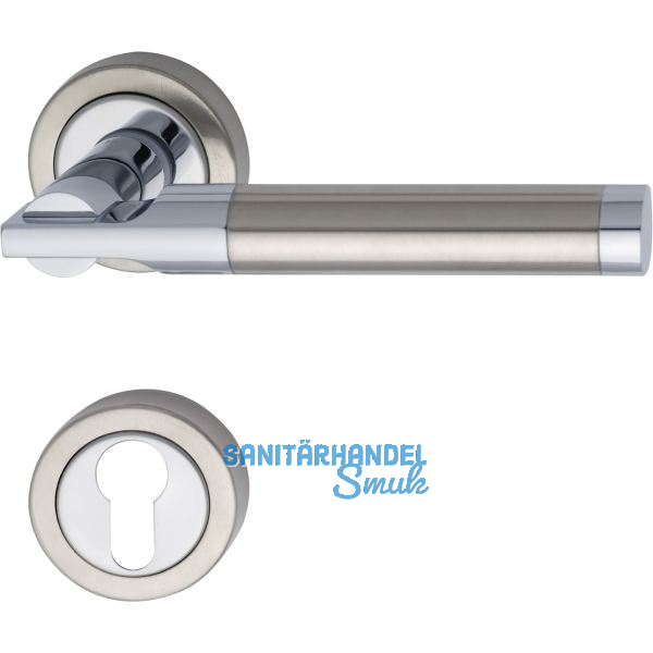 MARCHESI Dr�ckergarnitur THOR - auf Rosette PZ, verchromt/Edelstahl matt