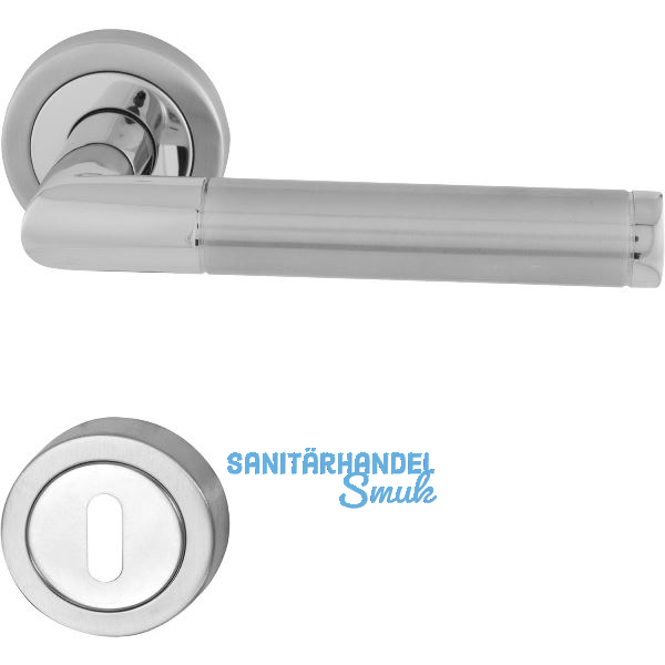 MARCHESI Dr�ckergarnitur SPLIT - auf Rosette BB, verchromt/Edelstahl matt