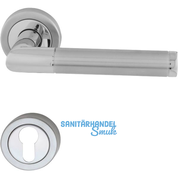 MARCHESI Dr�ckergarnitur SPLIT - auf Rosette PZ, verchromt/Edelstahl matt