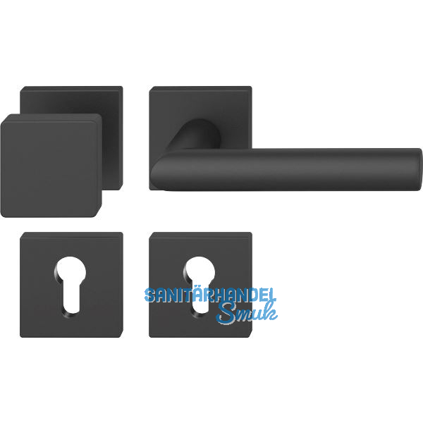 FSB Wechselgarnitur 12 1076 ASL auf Rosette eckig PZ, Knopf fest, schwarz matt