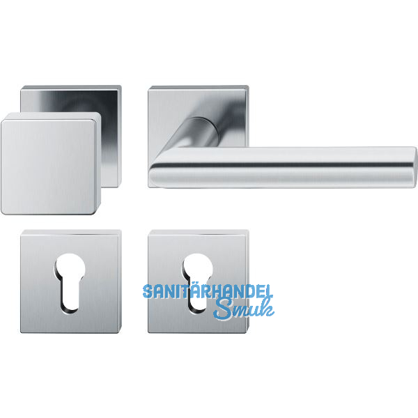 FSB Wechselgarnitur 12 1076 ASL auf Rosette eckig PZ, Knopf fest, Edelstahl matt
