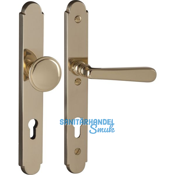 Sicherheits-Wechselgarnitur ALT-WIEN auf Schild PZ88, Messing poliert