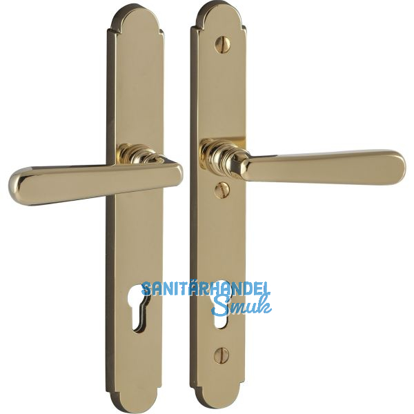 Sicherheits-Dr�ckergarnitur ALT-WIEN auf Schild PZ92, Messing poliert PVD