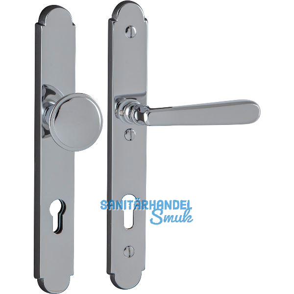 Sicherheits-Wechselgarnitur ALT-WIEN auf Schild PZ88, Messing verchromt