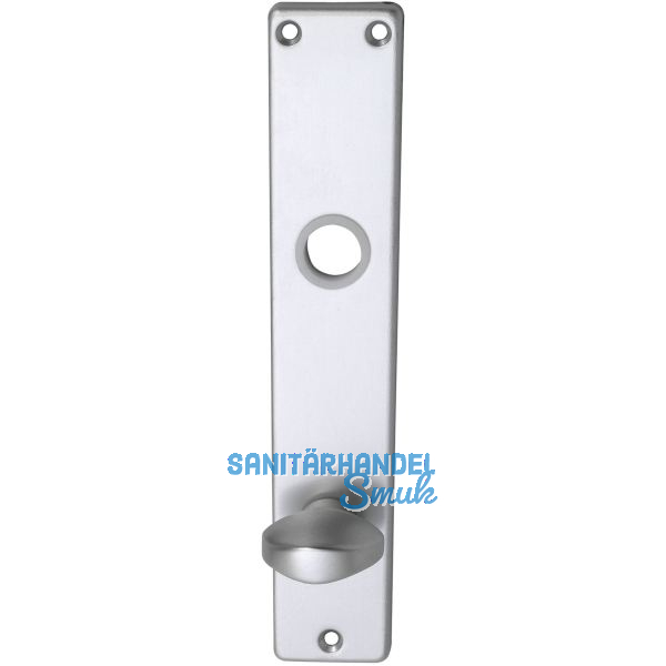 Langschild EUROPA WC 90, m. Drehknopf u. VK - Loch, silber elox