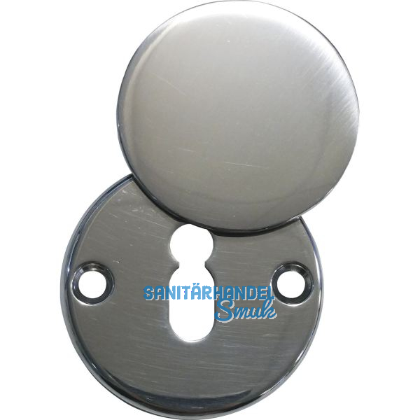 Schl�sselrosette BBWG AB6 aufschraubbar, mit Hangerl, � 51 mm, Aluminium poliert