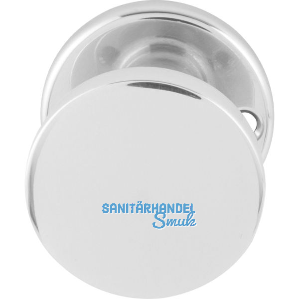 T�rknopf Flachform - auf Rosette m. Schraubl�chern, � 45 fest Alu poliert