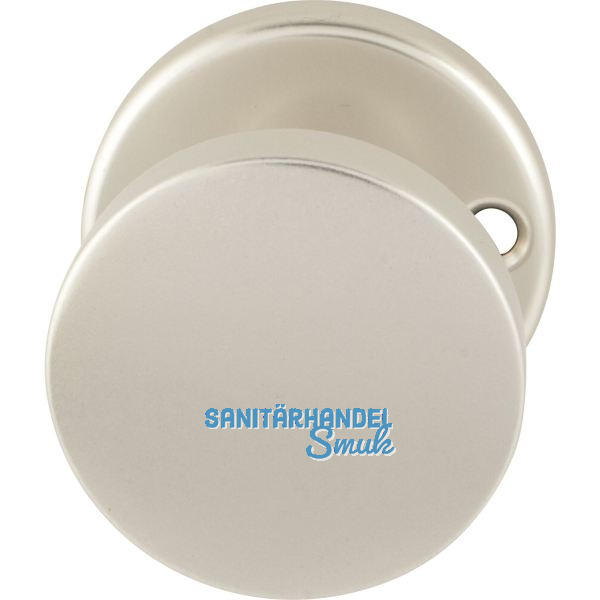 T�rknopf Flachform - auf Rosette m. Schraubl�chern, � 45 fest Alu neusilber