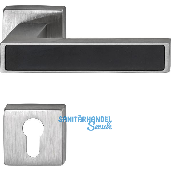 MARCHESI Dr�ckergarnitur Inlay PZ, Edelstahl matt/Inlay schwarz matt