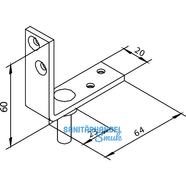 SOLIDO 100 Tragwinkel mit Drehbolzen f�r Faltt�rbeschlag Edelstahl