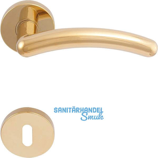 SOLIDO Dr�ckergarnitur GENF - auf Rosette BB, messingf�rbig PVD